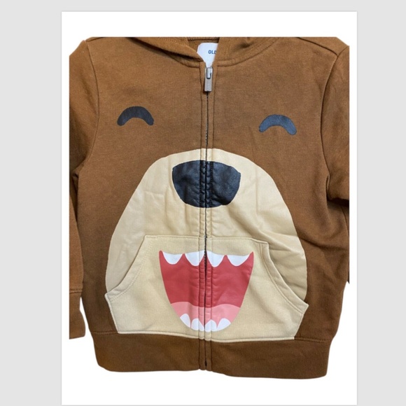 4t size Old Navy Brown Bear printed hooded sweatshirt and pants set comfy winter - Picture 8 of 8